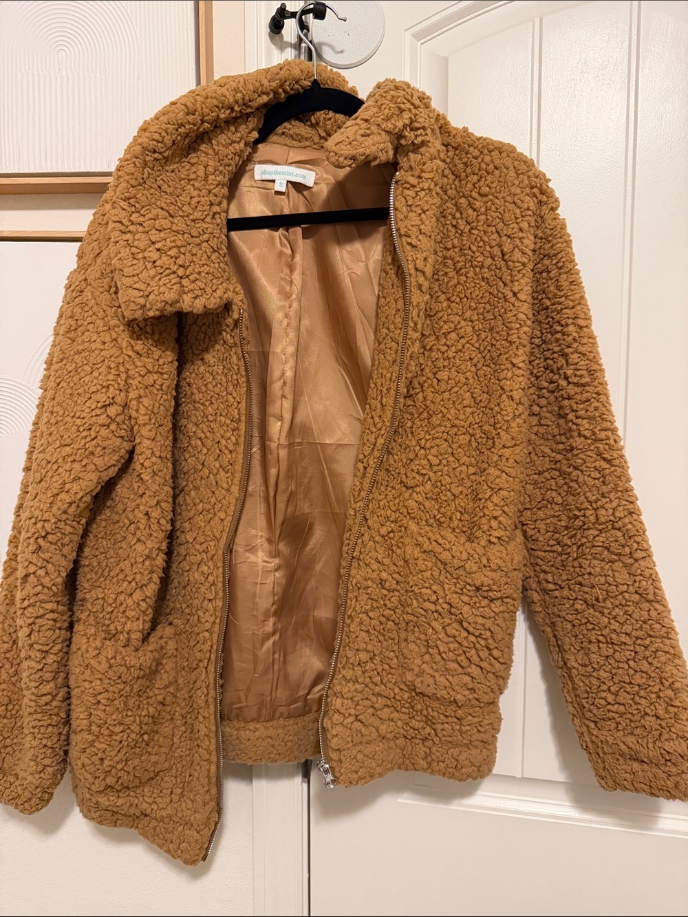 Women's Teddy Zip-Up Jacket in Camel Brown - Unbranded
